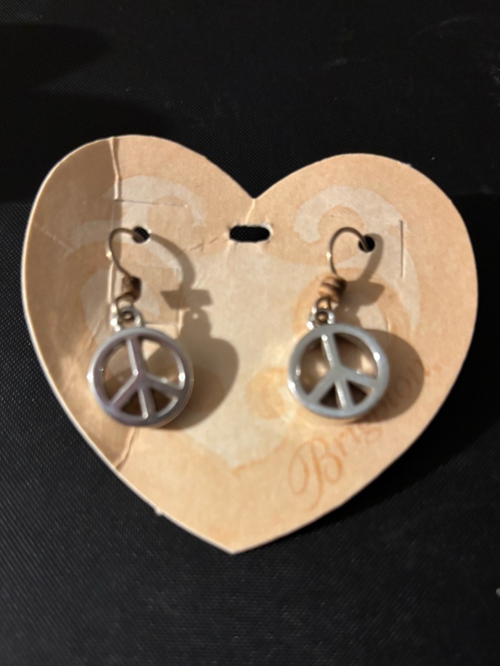 Brighton Silver Peace Sign Drop Earrings